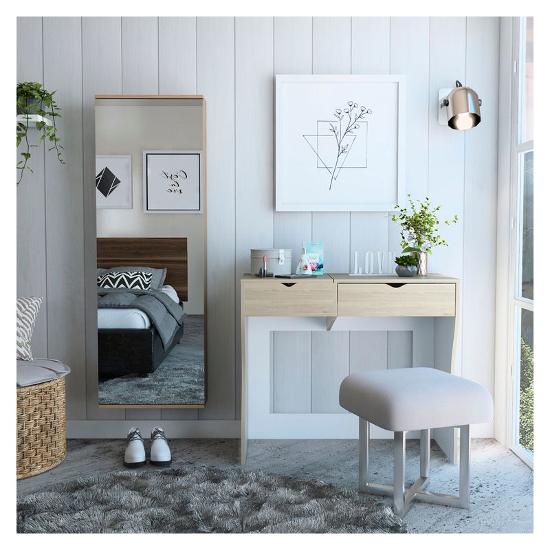TUHOME - Mueble Tocador + Zapatero con Espejo Tuhome