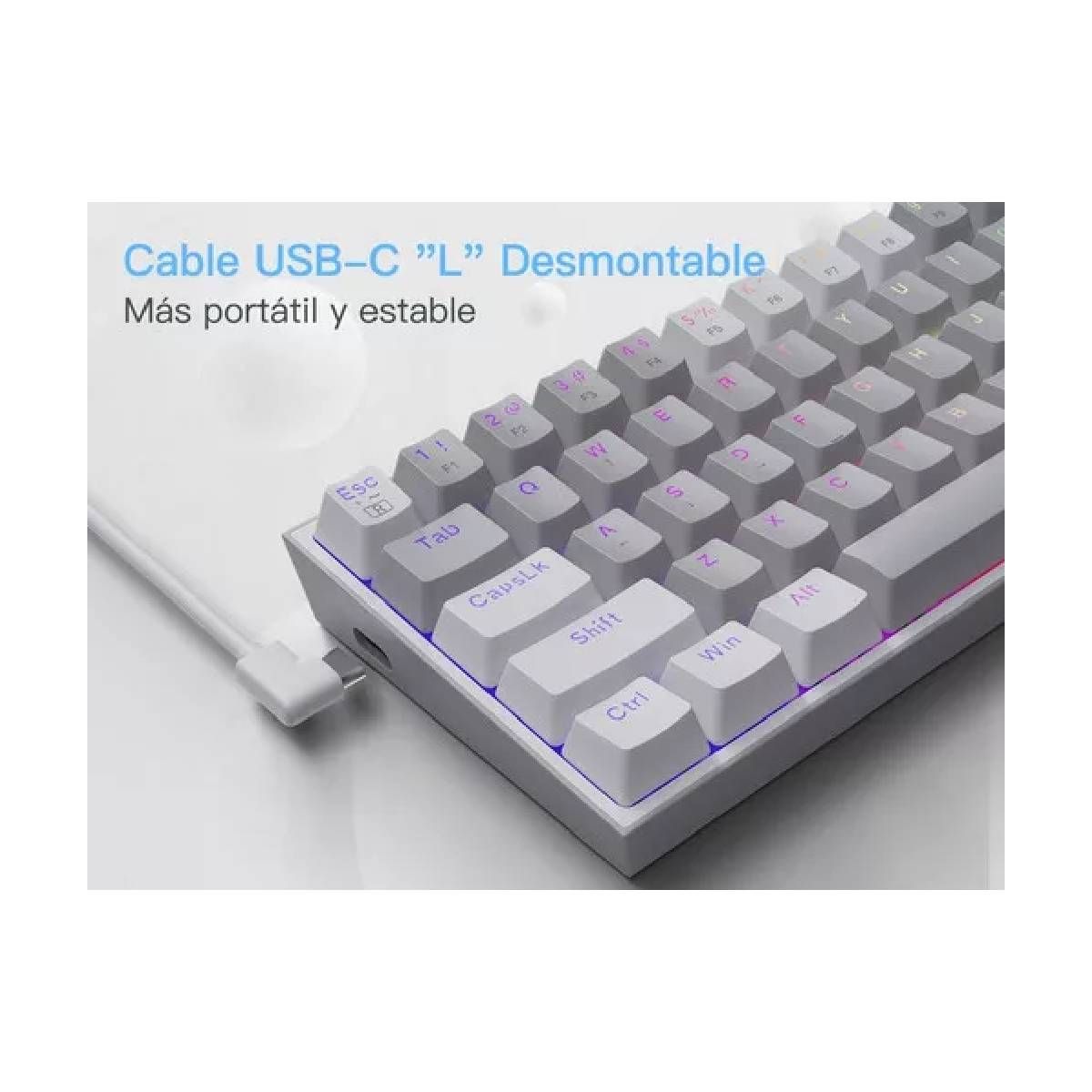 REDRAGON - Teclado Redragon Fizz RGB Grey/White - K617-RGB