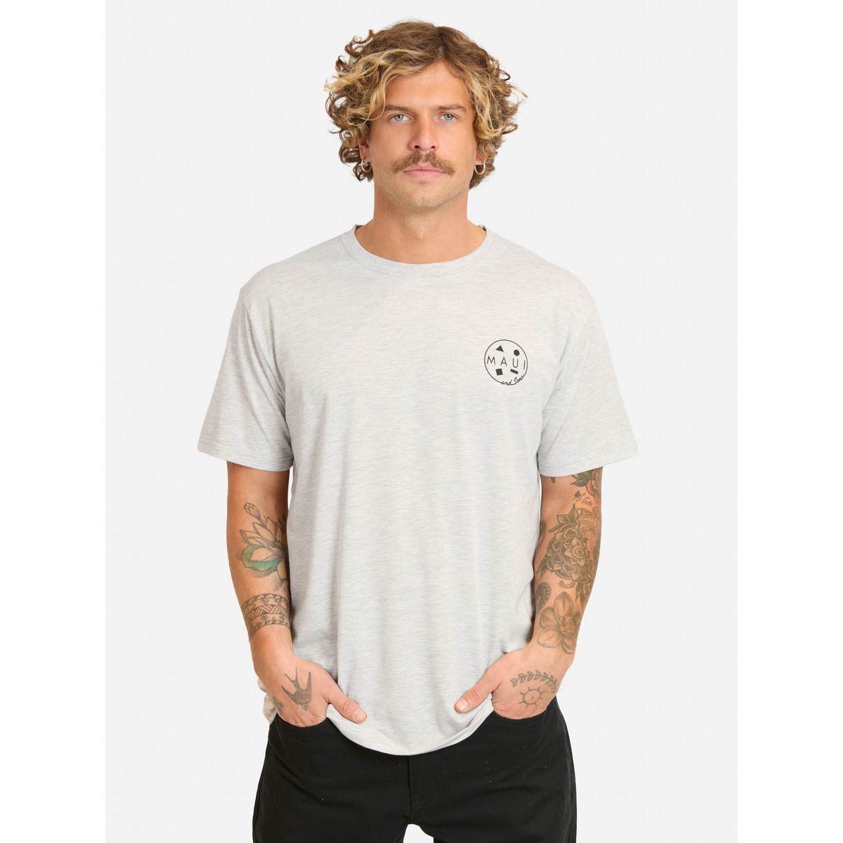 MAUI AND SONS - Polera MC Soramo Gris Hombre Maui And Sons - Negro