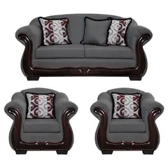 AMERICA DECORA - Living Con Resorte Estructural 5 Cuerpos Búfalo 3+1+1 Chenille Gris