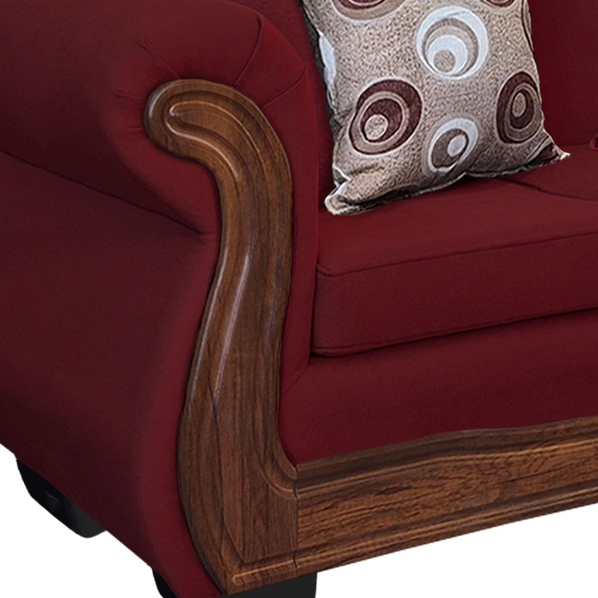 AMERICA DECORA - Living Con Resorte Estructural 5 Cuerpos Búfalo 3+1+1 Chenille Rojo X