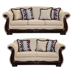 AMERICA DECORA - Living Con Resorte Estructural 7 Cuerpos Búfalo 4+3 Chenille Beige