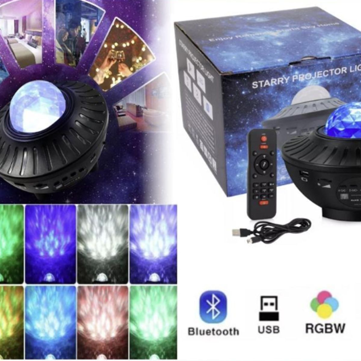 GENERICO - Lámpara Proyector Multicolor Y Parlante Con Luz LED