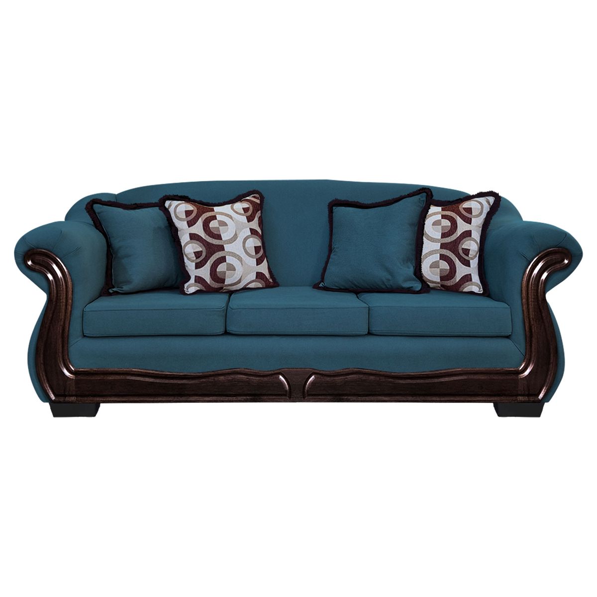 AMERICA DECORA - Sofá Con Resorte Estructural 4 Cuerpos Búfalo Chenille Azul Petróleo