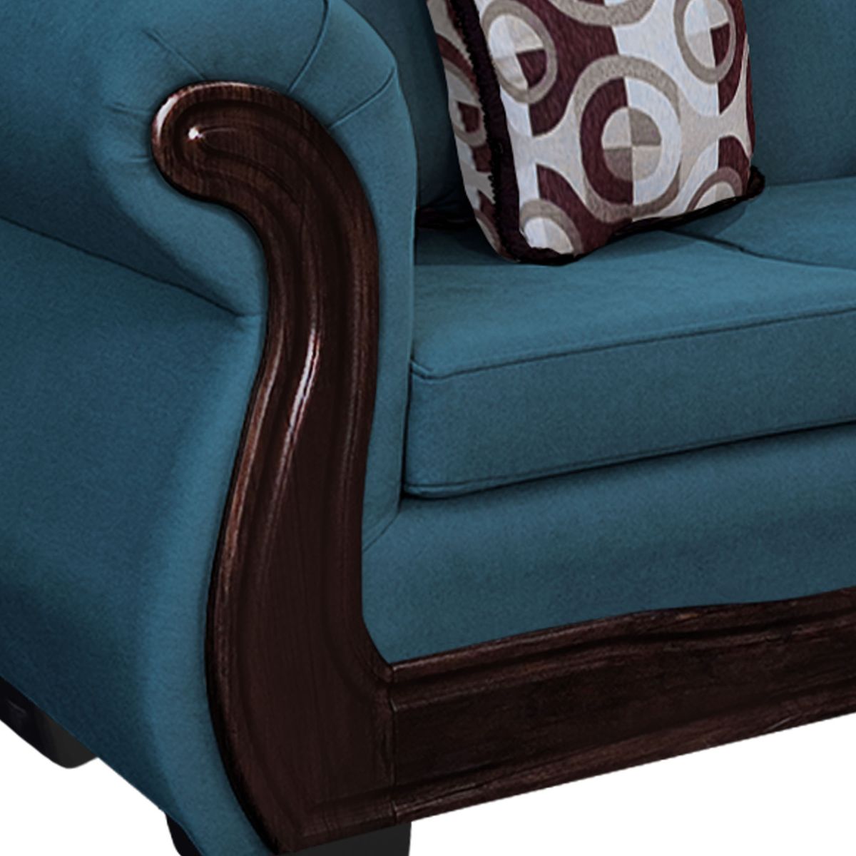 AMERICA DECORA - Sofá Con Resorte Estructural 4 Cuerpos Búfalo Chenille Azul Petróleo