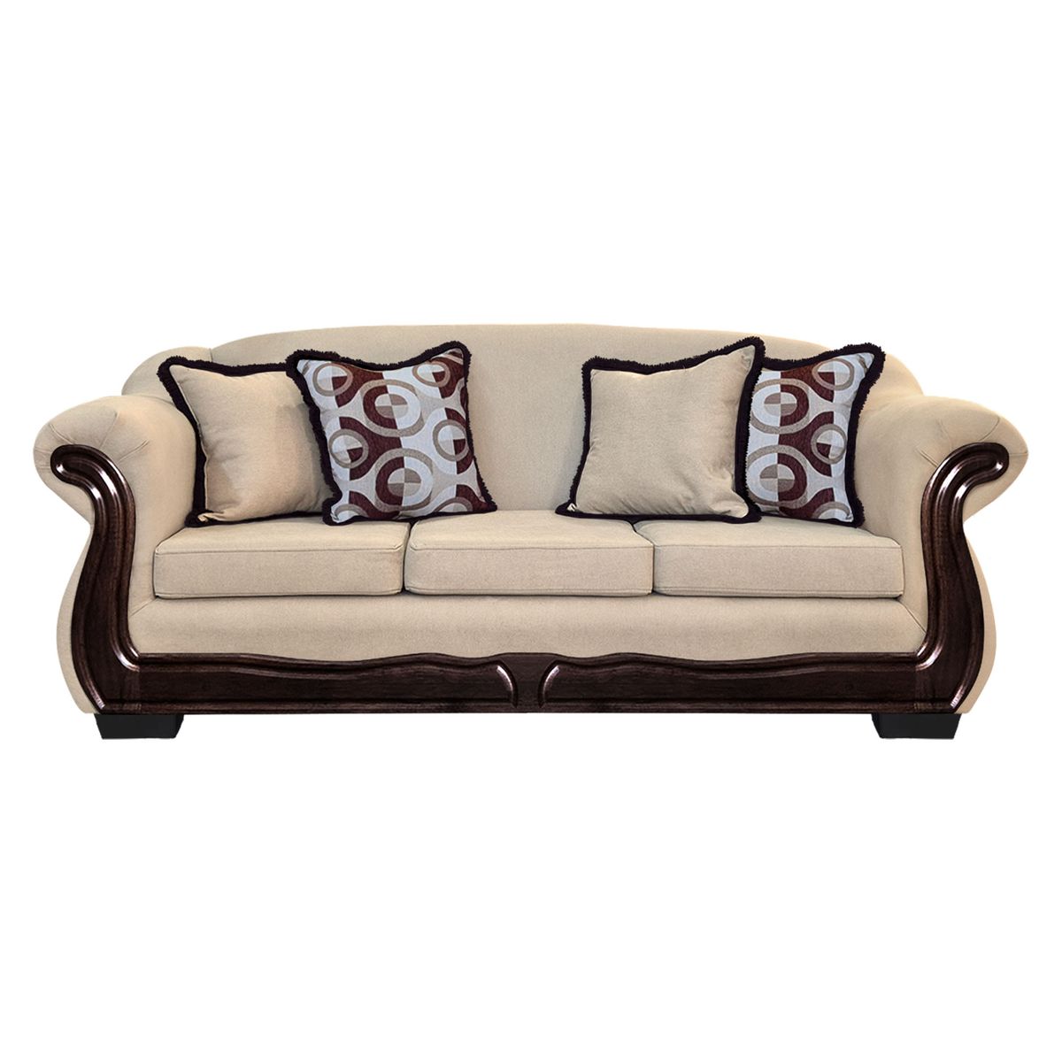 AMERICA DECORA - Sofá Con Resorte Estructural 4 Cuerpos Búfalo Chenille Beige