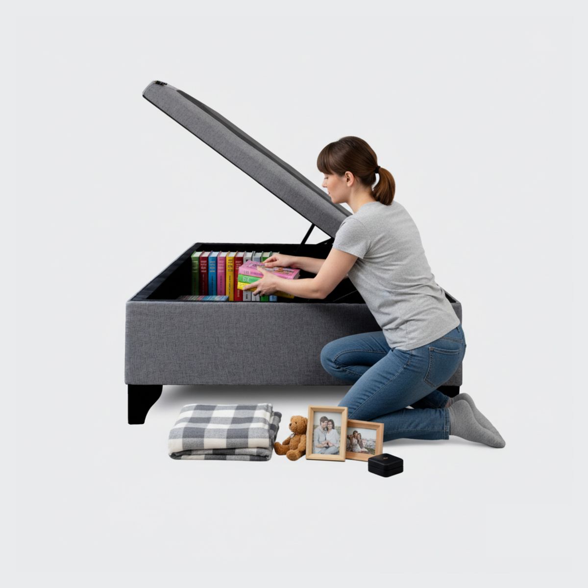 GENERICO - Base Baúl 1,5 plazas apertura horizontal gris