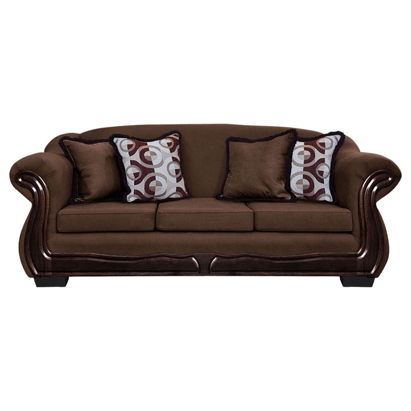 AMERICA DECORA - Sofá Con Resorte Estructural 4 Personas Búfalo Chenille Café