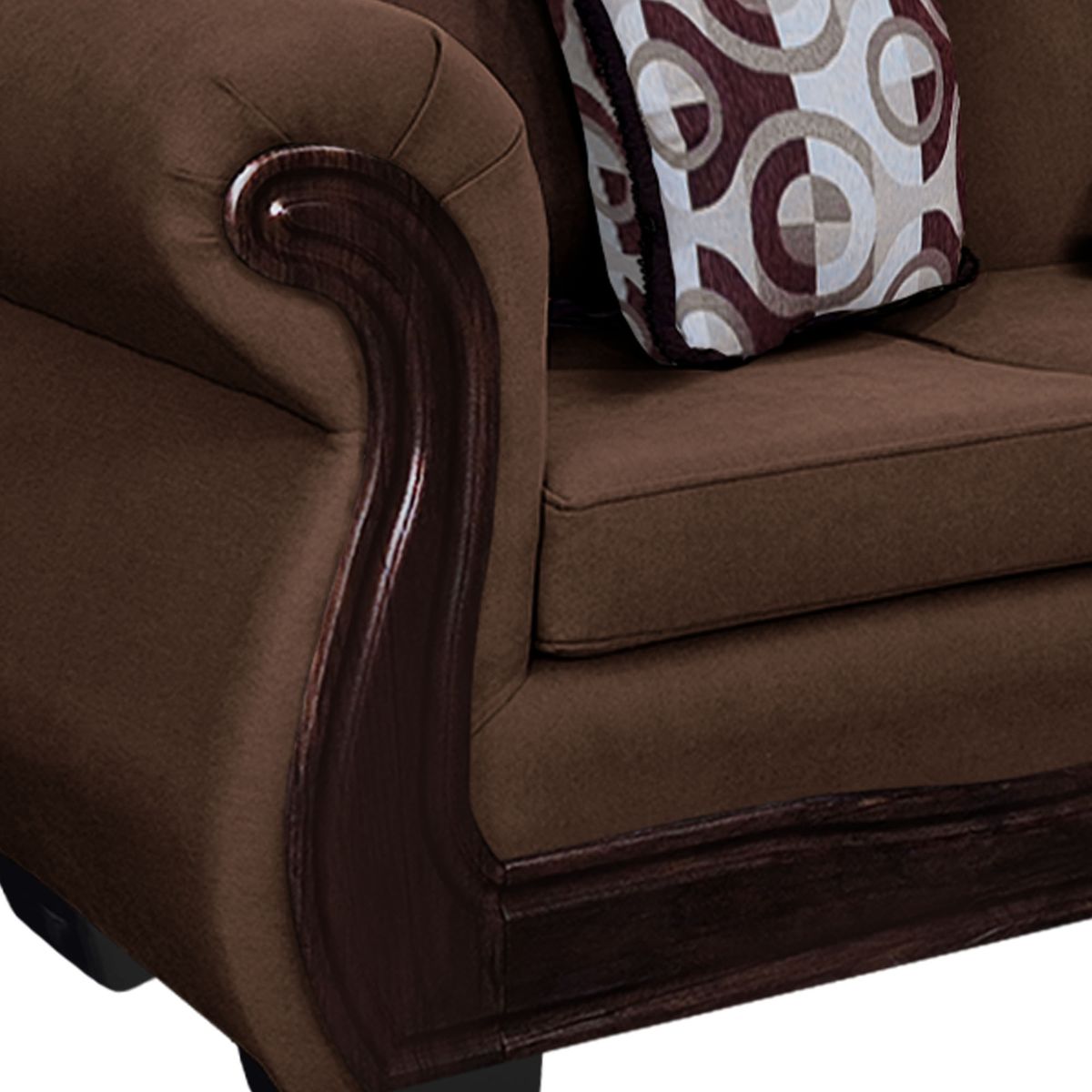 AMERICA DECORA - Sofá Con Resorte Estructural 4 Cuerpos Búfalo Chenille Café