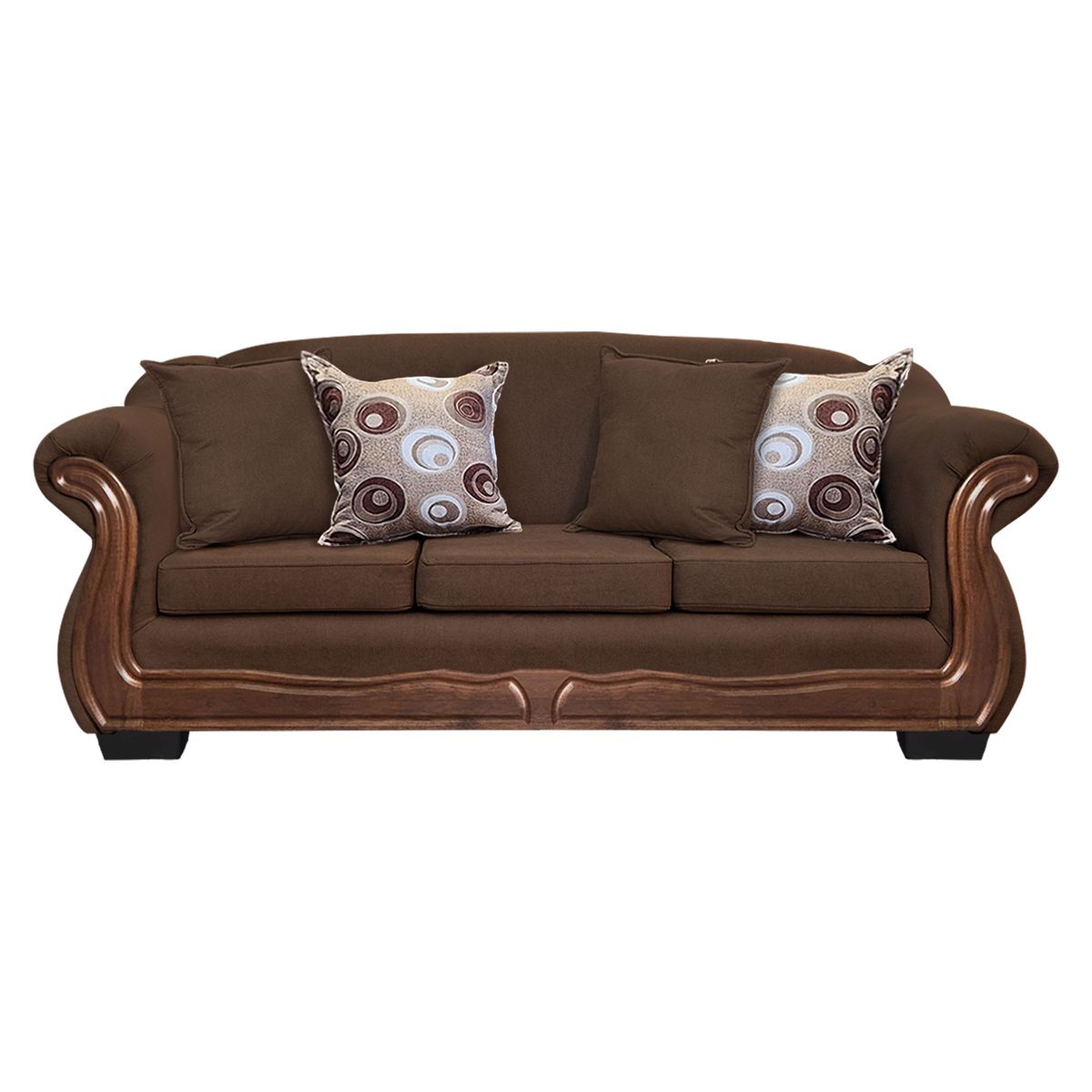 AMERICA DECORA - Sofá Con Resorte Estructural 4 Cuerpos Búfalo Chenille Café X.