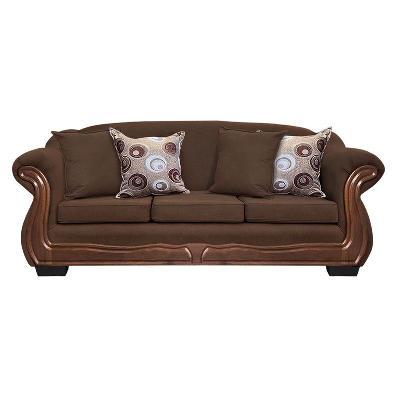 AMERICA DECORA - Sofá Con Resorte Estructural 4 Personas Búfalo Chenille Café X