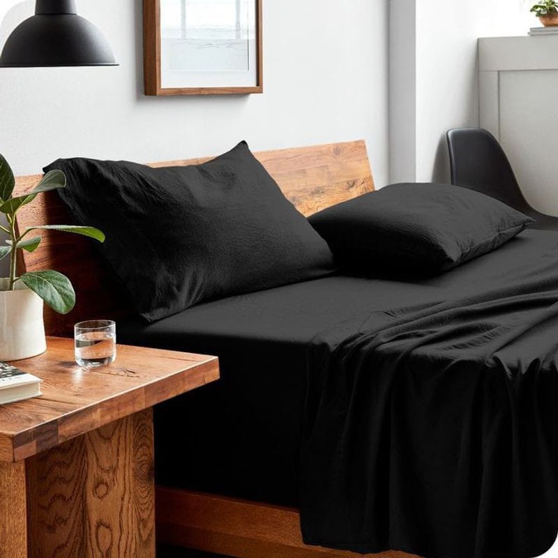 HOMEY - Pack de 2 juego de sabanas de cama Color Negro.
