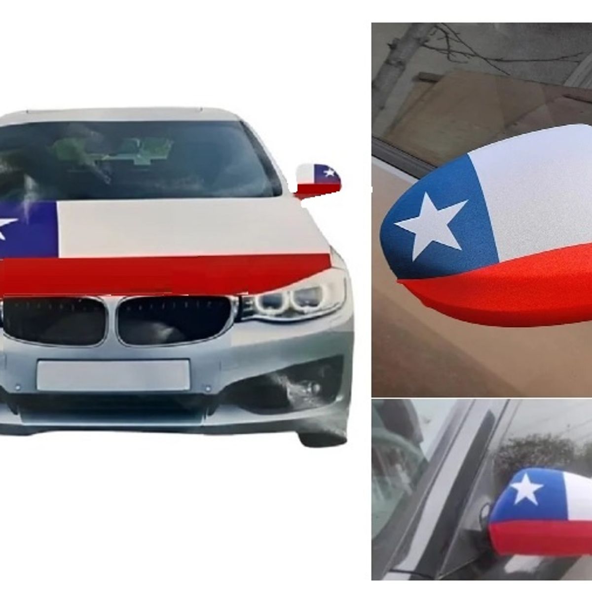 GENERICO - Funda Para Capot Y Retrovisor Auto Diseño Bandera Chile Mp