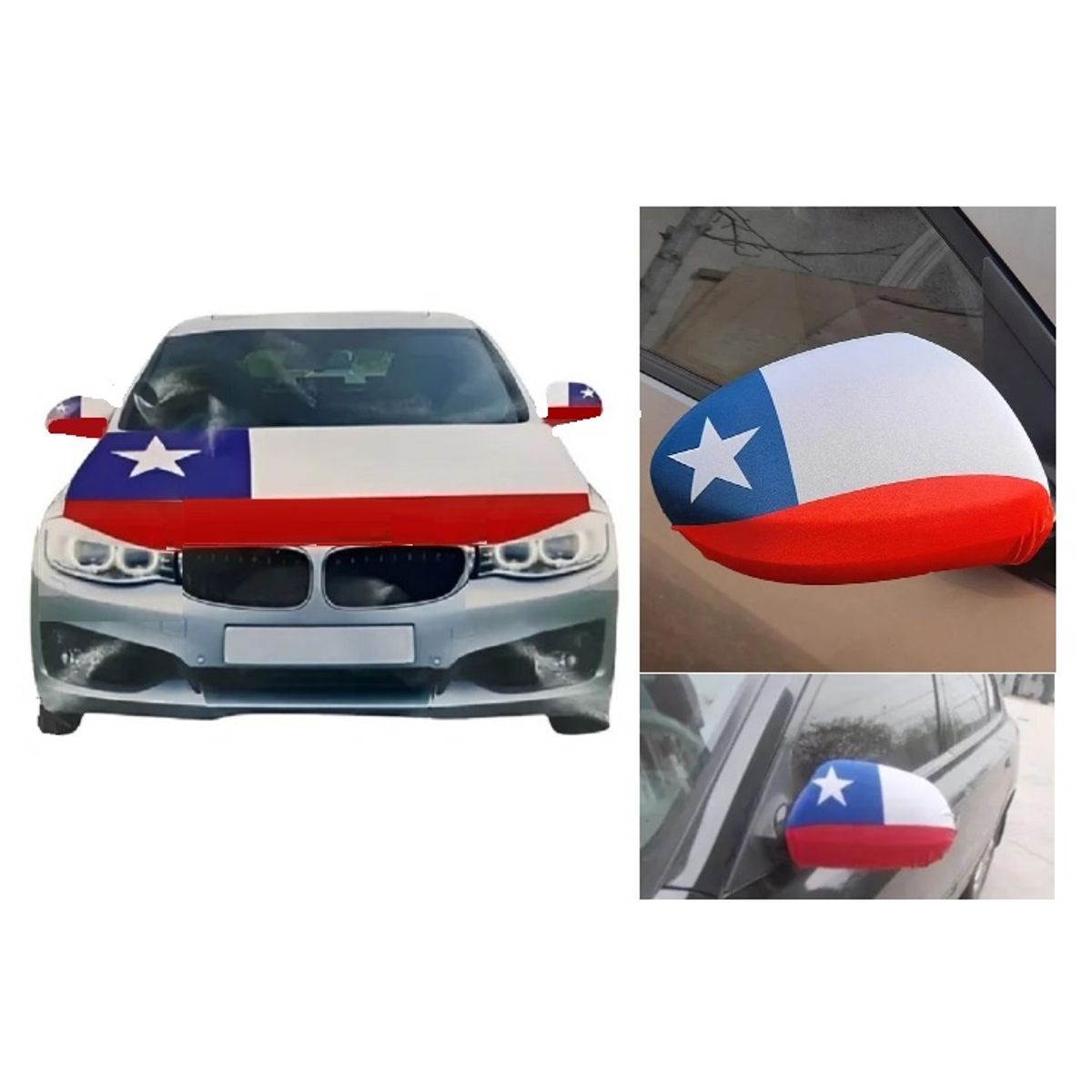 GENERICO - Funda Para Capot Y Retrovisor Auto Diseño Bandera Chile Mp