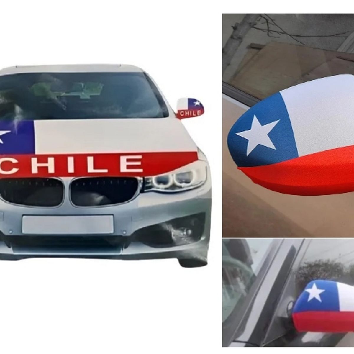 GENERICO - Funda Para Capot Y Retrovisor Auto Diseño Bandera Chile Mp