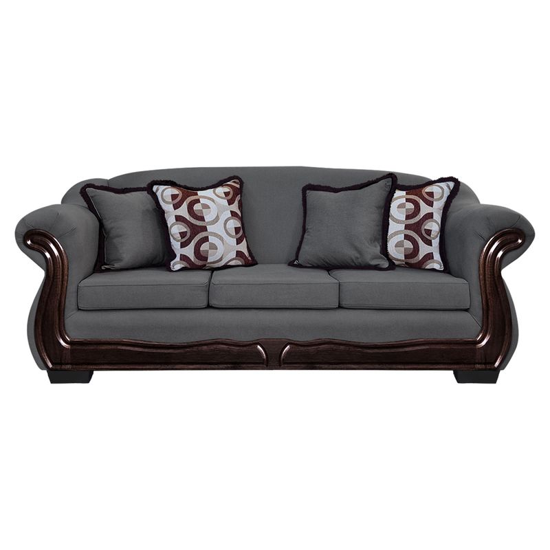 AMERICA DECORA - Sofá Con Resorte Estructural 4 Personas Búfalo Chenille Gris