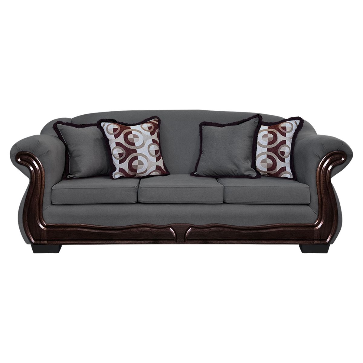 AMERICA DECORA - Sofá Con Resorte Estructural 4 Cuerpos Búfalo Chenille Gris