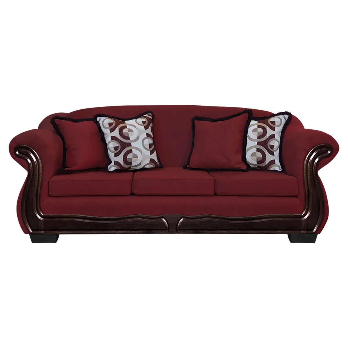 AMERICA DECORA - Sofá Con Resorte Estructural 4 Cuerpos Búfalo Chenille Rojo