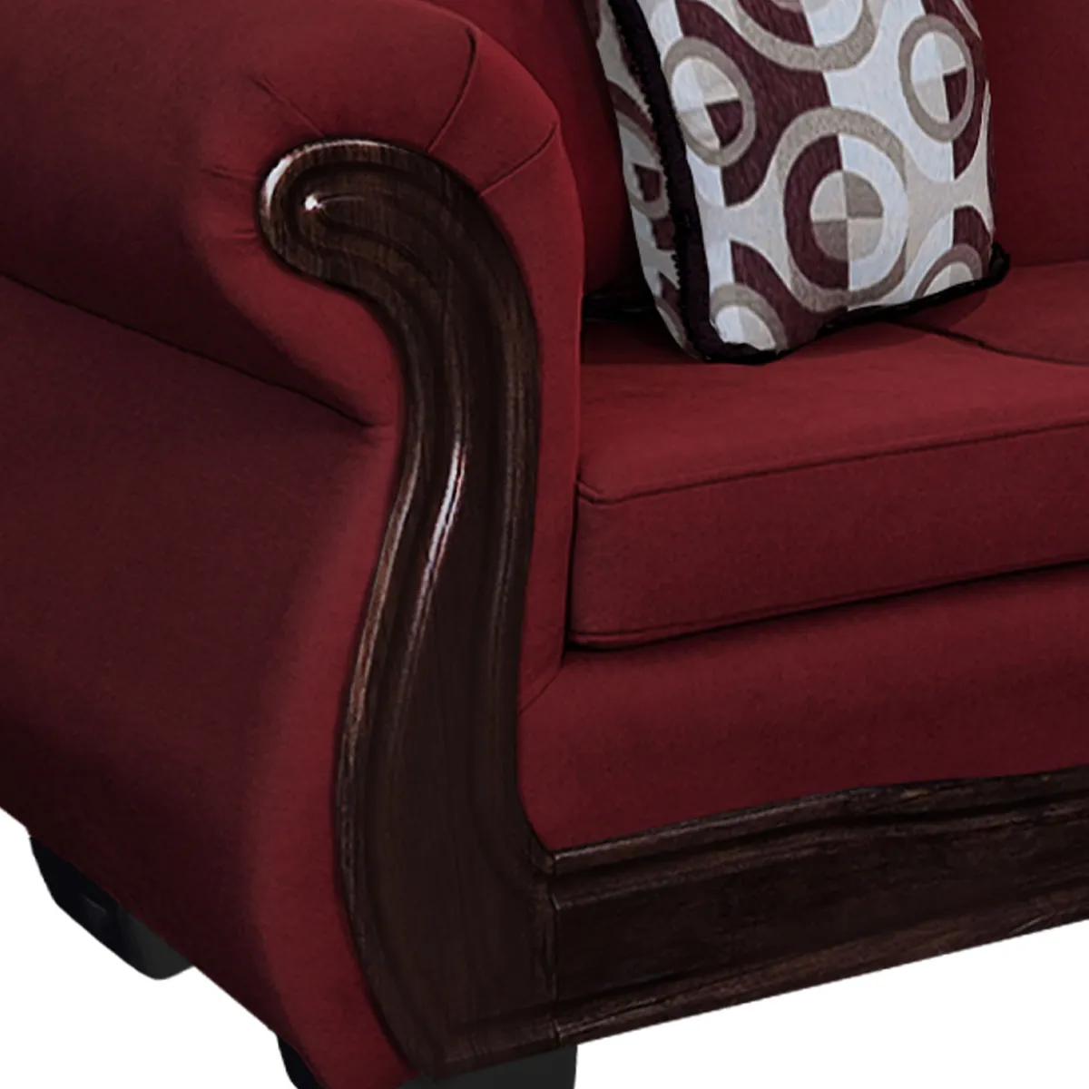 AMERICA DECORA - Sofá Con Resorte Estructural 4 Cuerpos Búfalo Chenille Rojo