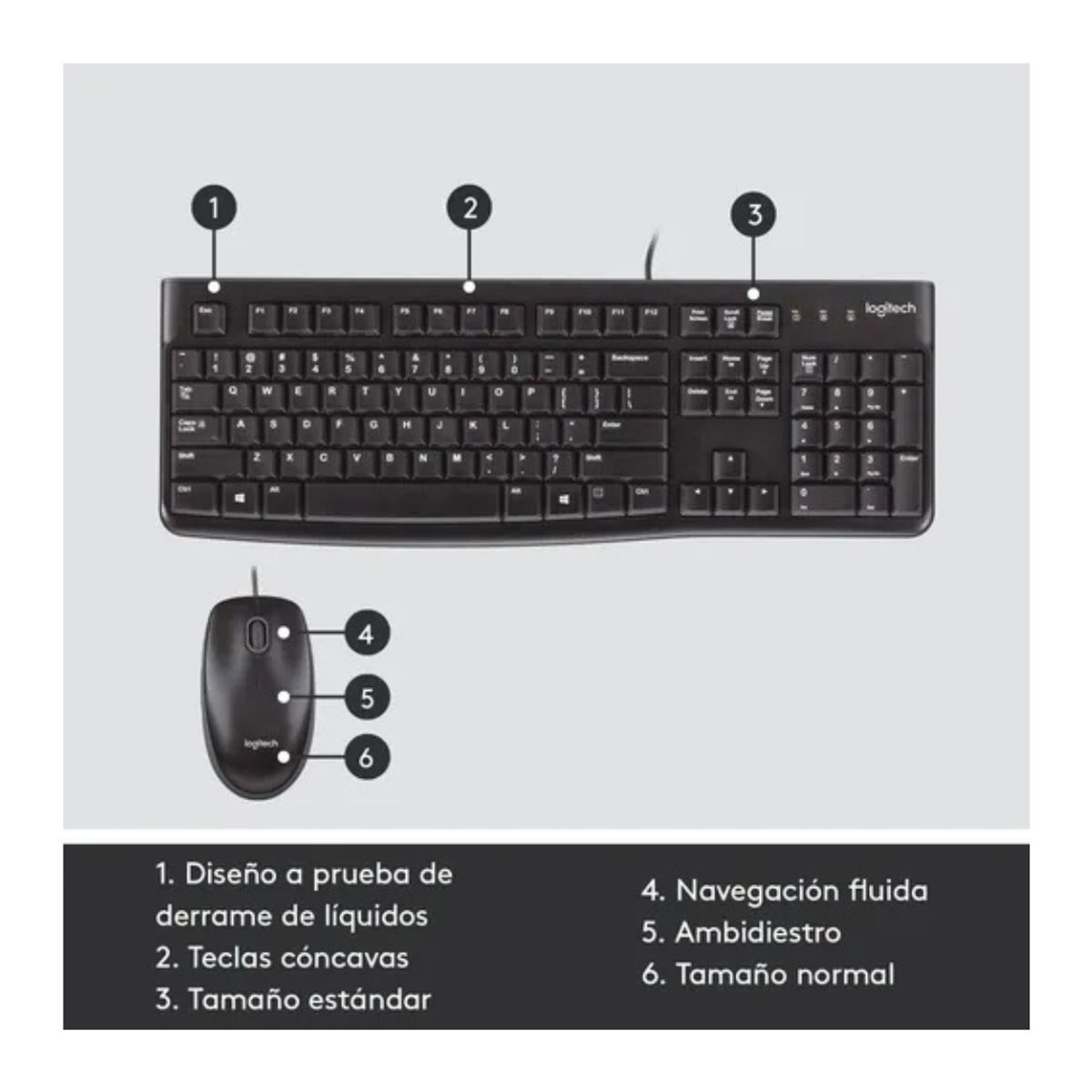 LOGITECH - KIT TECLADO + MOUSE USB LOGITECH MK120 NEGRO