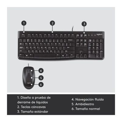 Imagen 2 del producto KIT TECLADO + MOUSE USB MK120 NEGRO