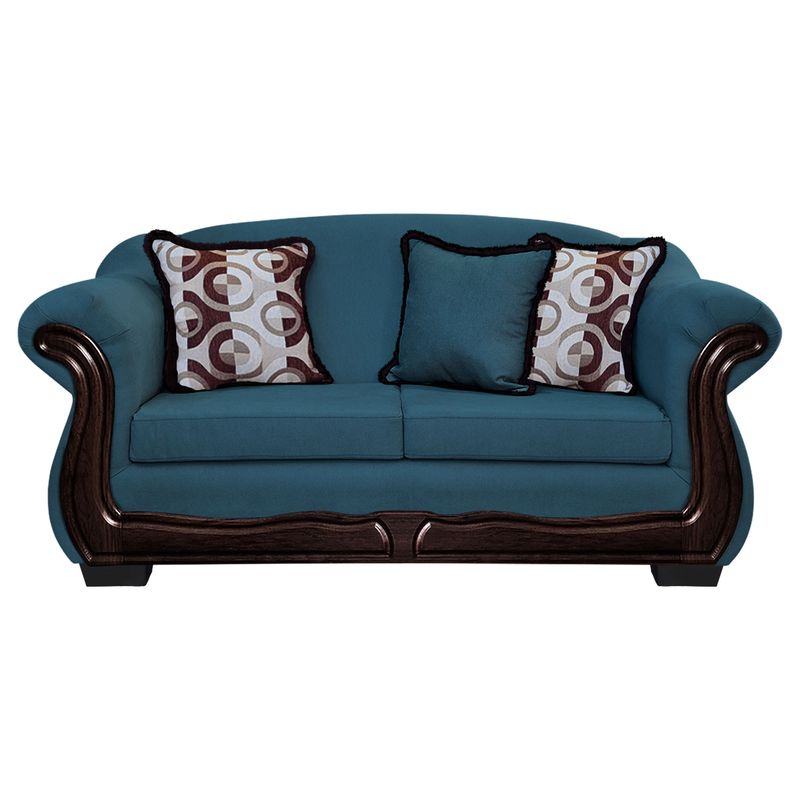 AMERICA DECORA - Sofá Con Resorte Estructural 3 Personas Búfalo Chenille Azul Petróleo