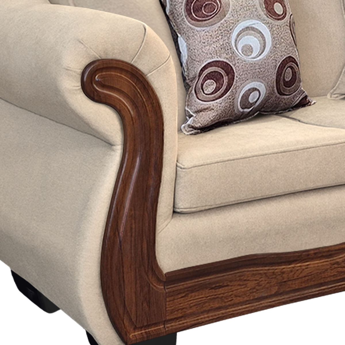 AMERICA DECORA - Sofá Con Resorte Estructural 3 Cuerpos Búfalo Chenille Beige X