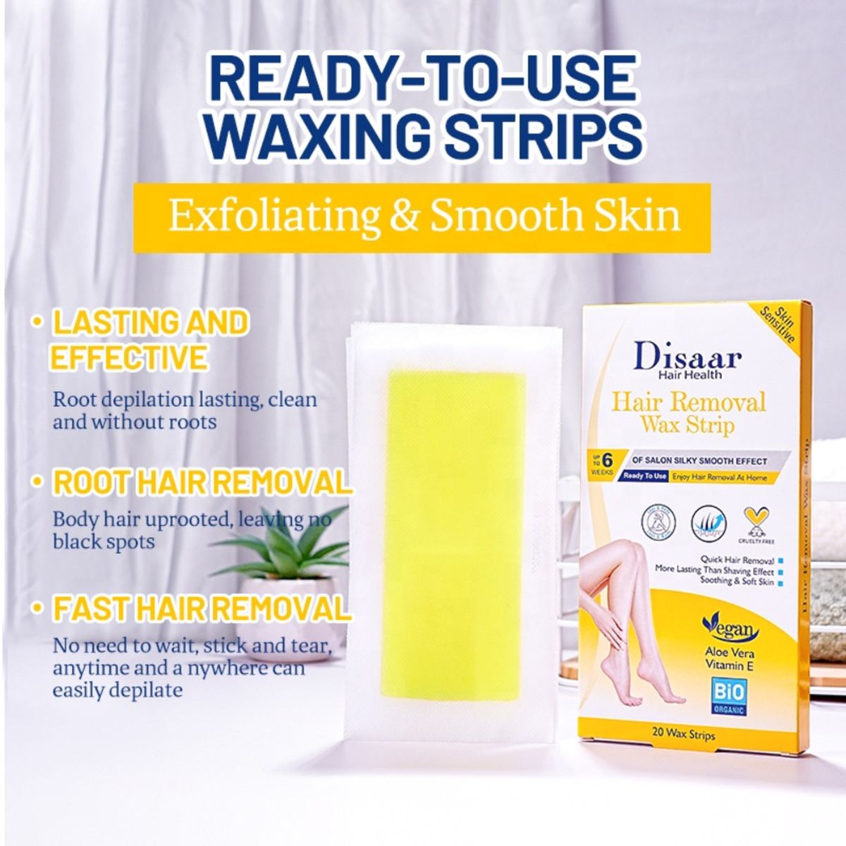 DISAAR - Banda De Ceras Depilatorias Aloe Vera + Vit E-vegano