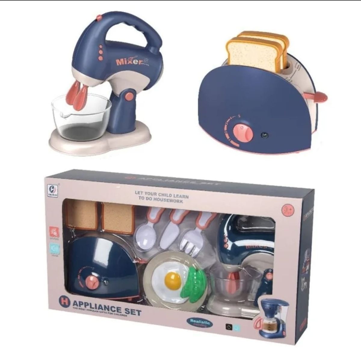 GENERICO - Set De Cocina De Juguete Batidora y Tostador Luces Y Sonido