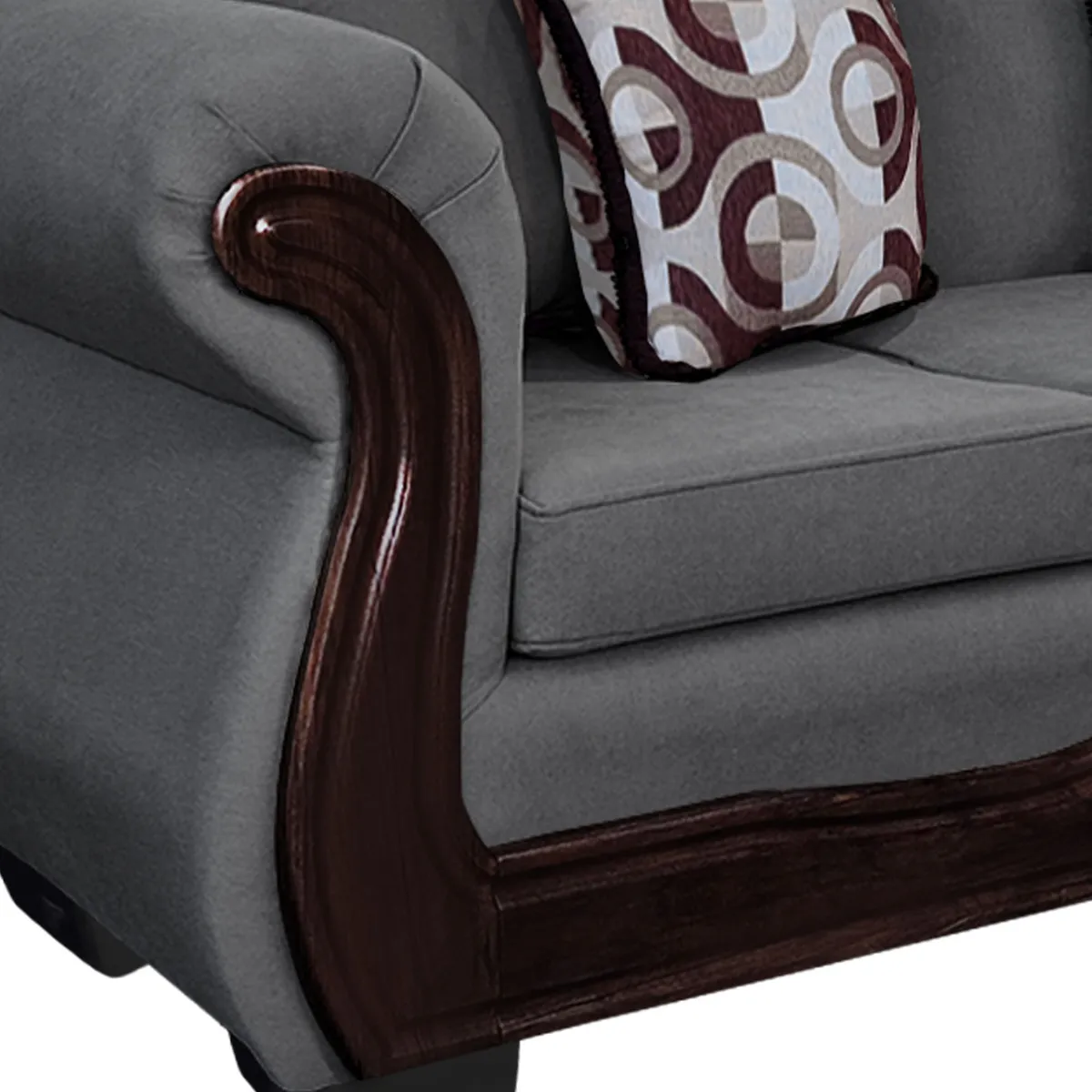 AMERICA DECORA - Sofá Con Resorte Estructural 3 Cuerpos Búfalo Chenille Gris