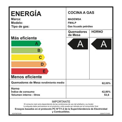 Imagen 2 del producto Cocina a Gas 4 Platos LimpiaFácil y Tapa Vidrio FM4LP Negra