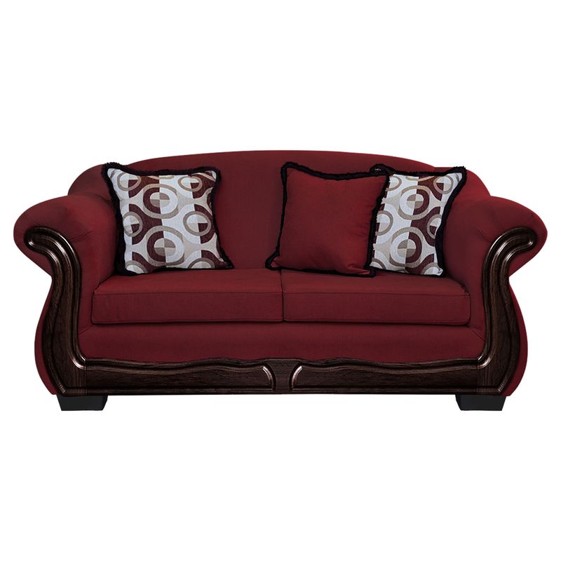 AMERICA DECORA - Sofá Con Resorte Estructural 3 Personas Búfalo Chenille Rojo
