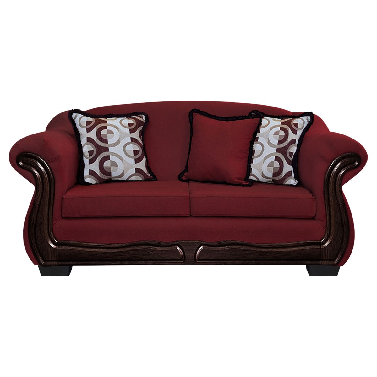 AMERICA DECORA - Sofá Con Resorte Estructural 3 Cuerpos Búfalo Chenille Rojo