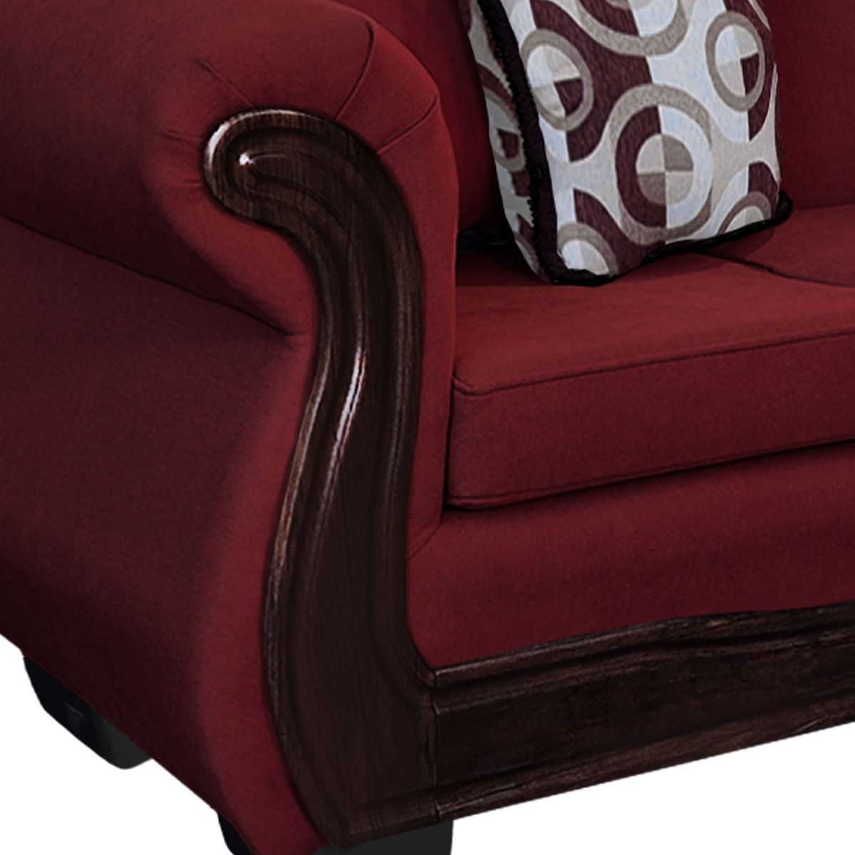 AMERICA DECORA - Sofá Con Resorte Estructural 3 Cuerpos Búfalo Chenille Rojo