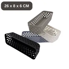 HOMESTAR - Cesta Organizadora Plástica Rectangular 26x8x6 cm - Negro
