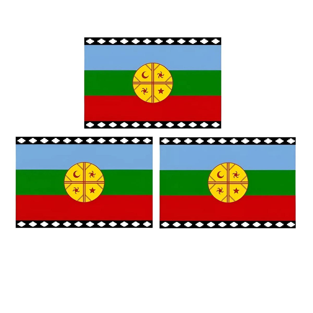 GENERICO - X3 Bandera Mapuche Chilena Bandera Chile Mediana 90x145 Tela