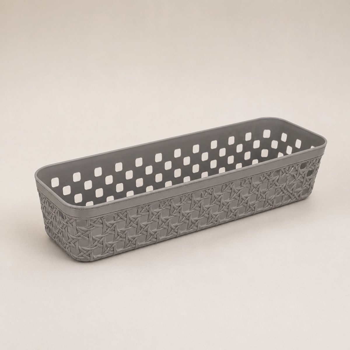 HOMESTAR - Cesta Organizadora Plástica Rectangular 26x8x6 cm - Gris