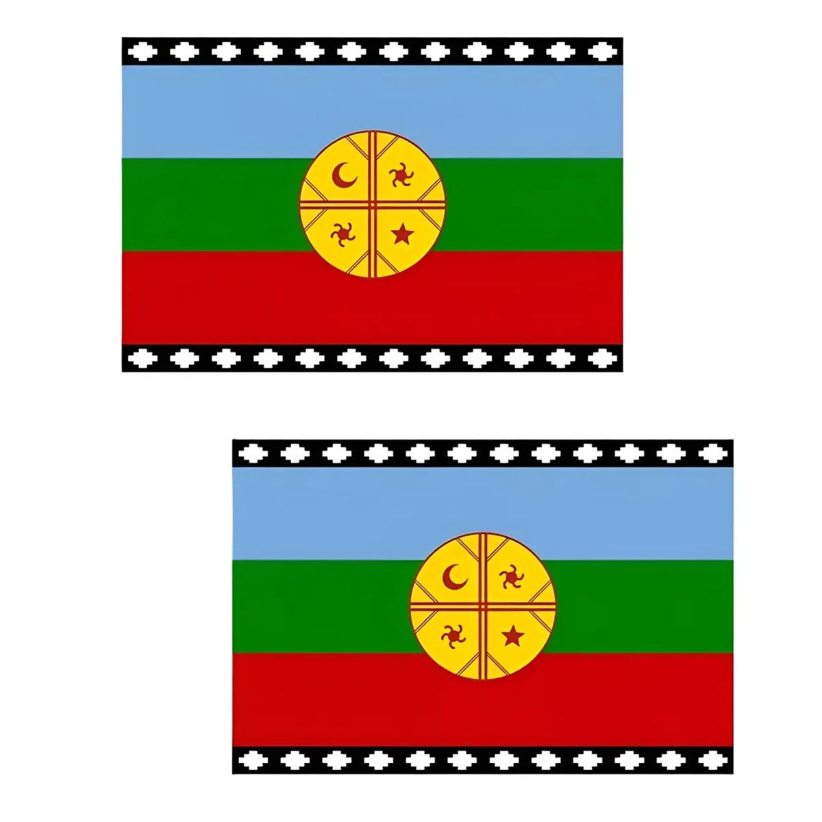GENERICO - X2 Bandera Mapuche Chilena Bandera Chile Mediana 90x145 Tela