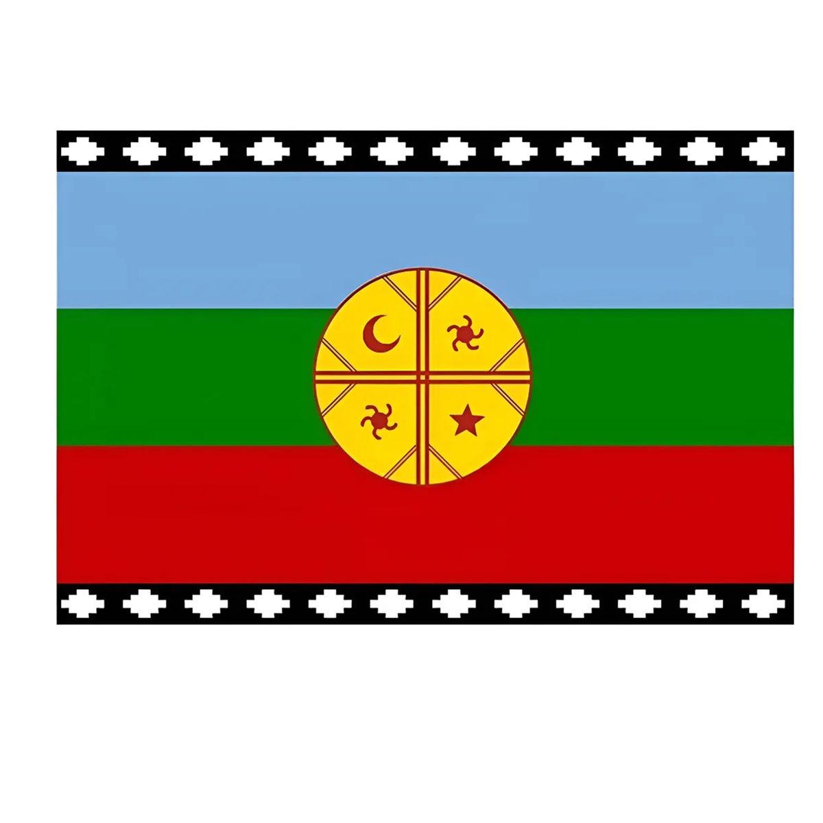 GENERICO - X2 Bandera Mapuche Chilena Bandera Chile Mediana 90x145 Tela