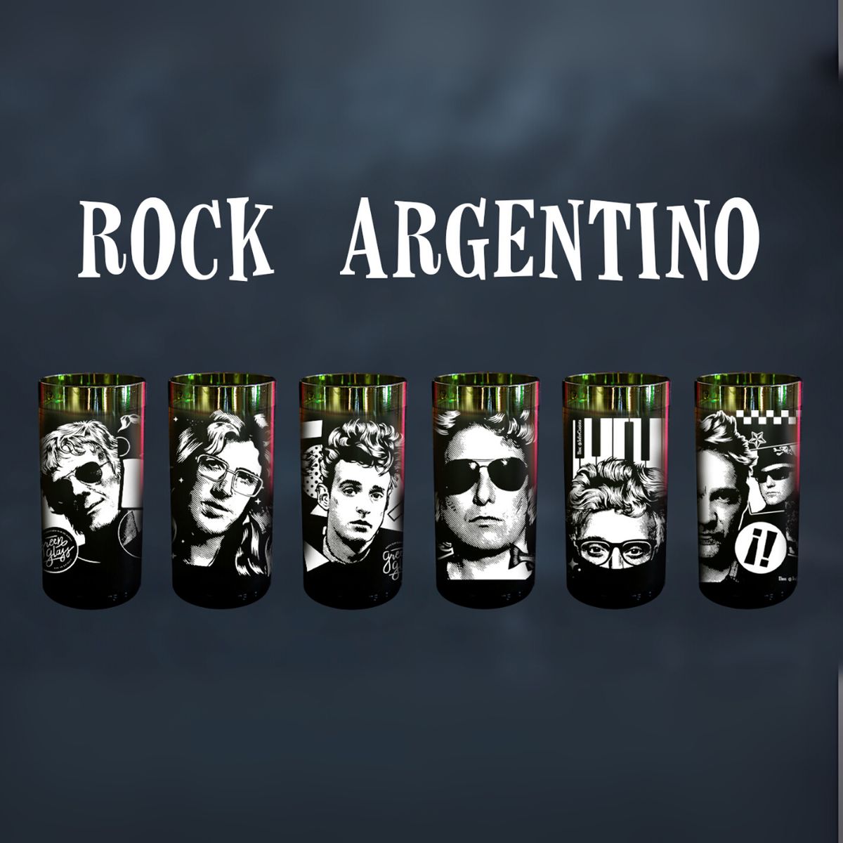 GREEN GLASS - Rock Argentino - Juego de 6 Vasos - 500 ml