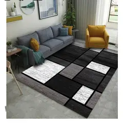 GENERICO - ALFOMBRA TETRIS NEGRO MODERNA ELEGANTE DECORATIVA 200X240 CASA MIO