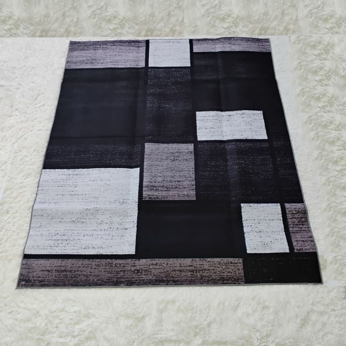 GENERICO - ALFOMBRA TETRIS NEGRO MODERNA ELEGANTE  DECORATIVA 200X240 CASA MIO