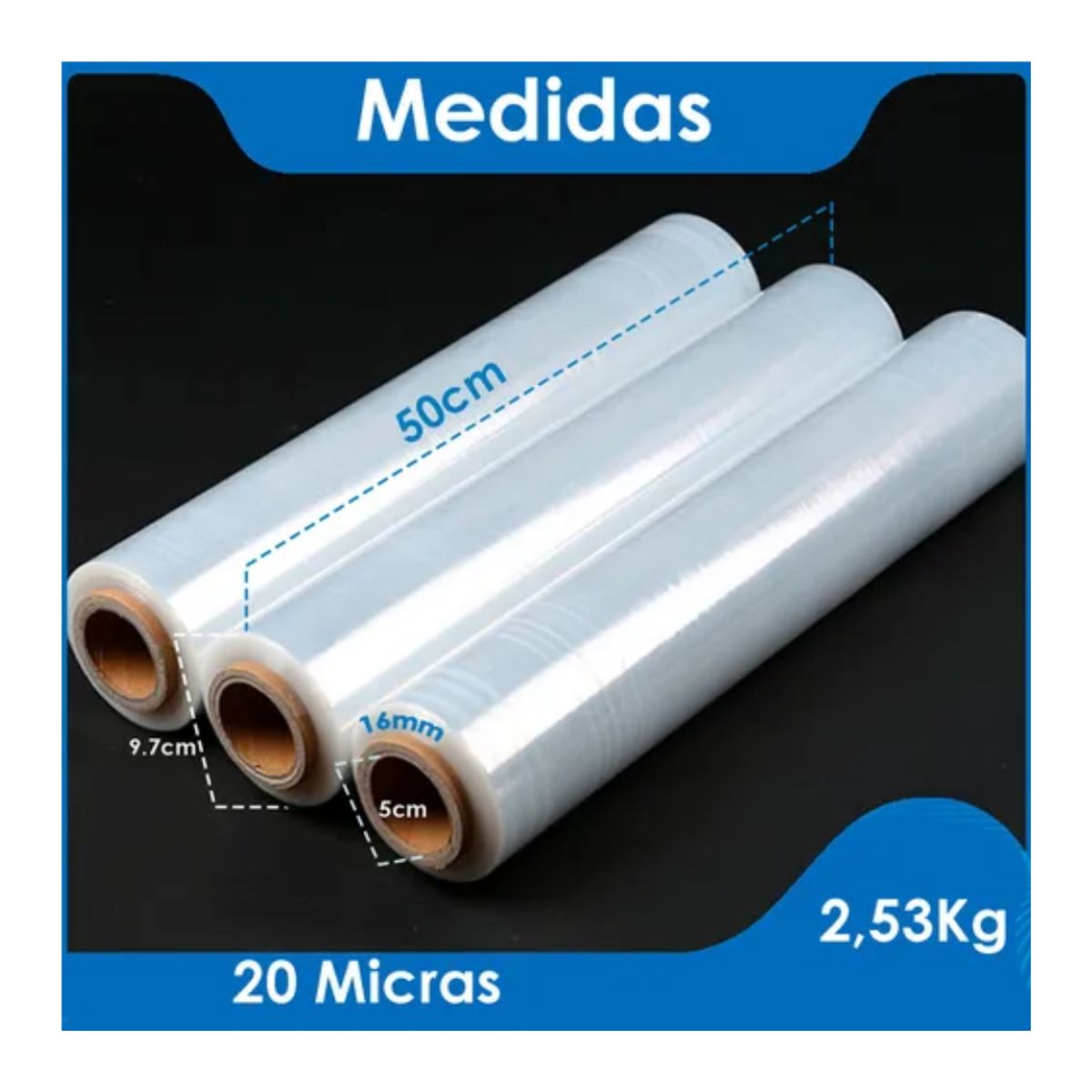GENERICO - Pack 6 Film Stretch Alusa Transaparente Embalaje 3kg 600m