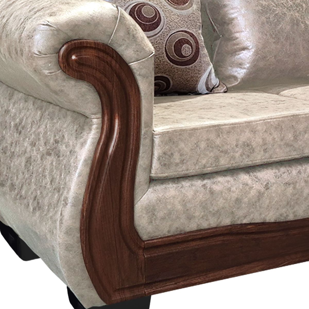 AMERICA DECORA - Living Con Resorte Estructural Búfalo 9 Cuerpos 4+3+1+1 PU Envejecido Blanco X