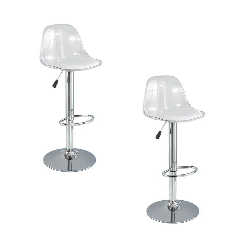 LUBABYCAS - Pack 2 Sillas Piso Bar Blancas Altura Regulable Con Respaldo