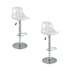 LUBABYCAS - Pack 2 Sillas Piso Bar Blancas Altura Regulable Con Respaldo