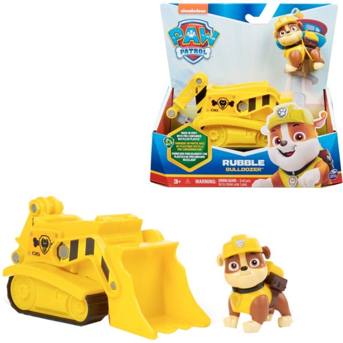 PAW PATROL - Paw Patrol Rubble Vehículo Básico Bulldozer Y Figura Juguete