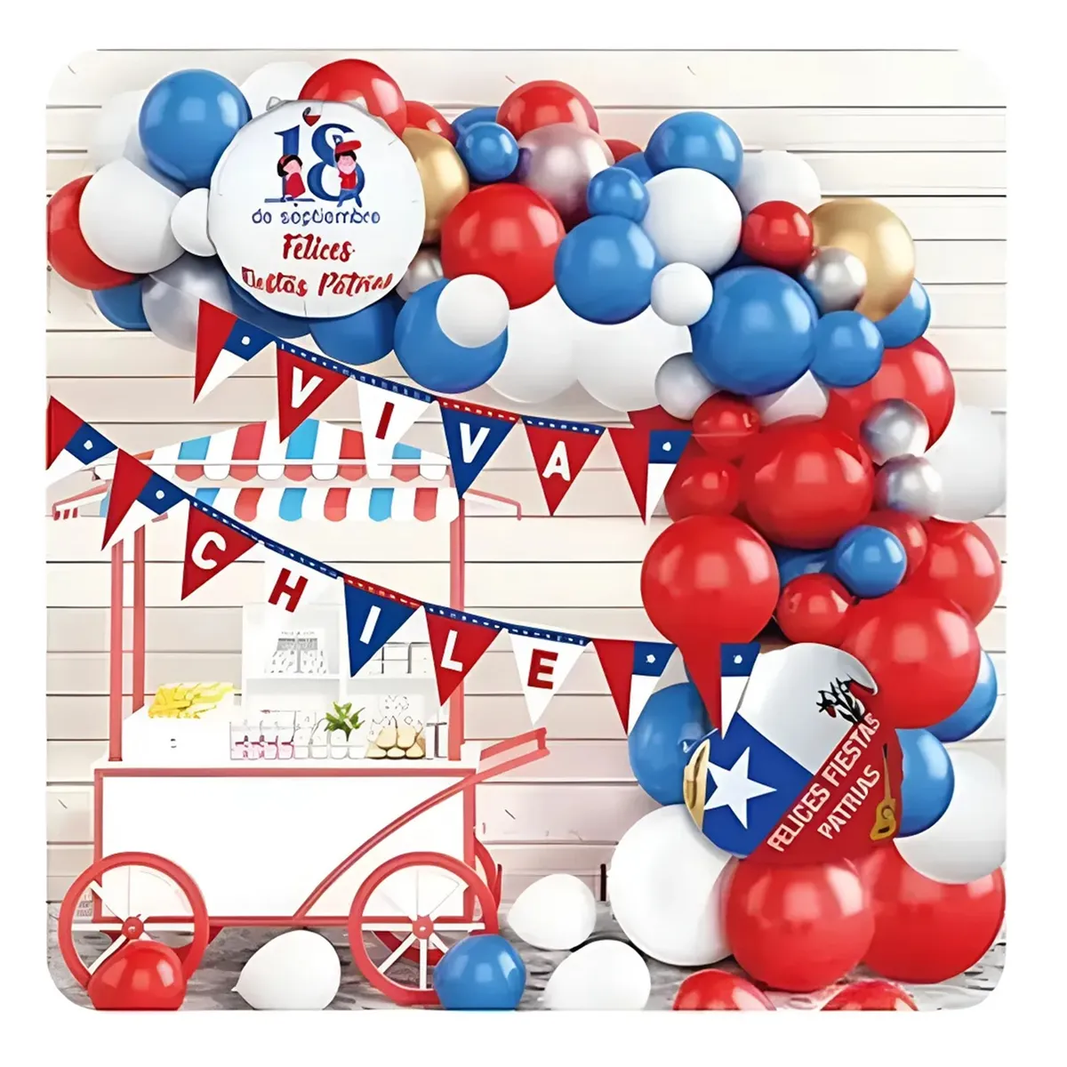 GENERICO - X2 Set Decoración Globos Viva Chile Fiestas Patrias Decora