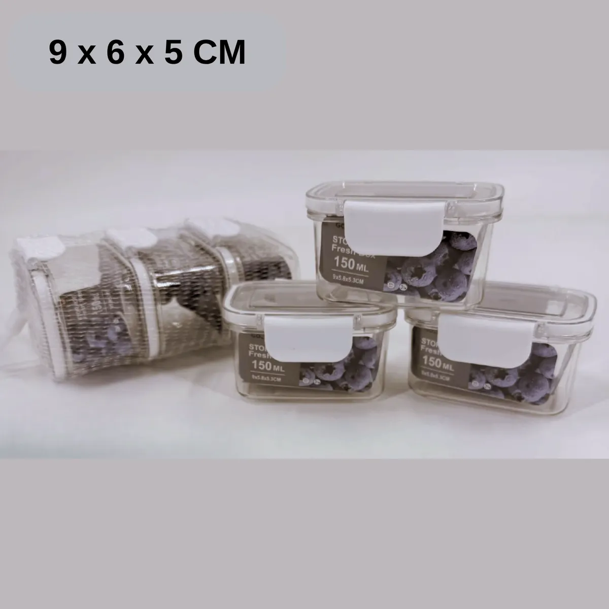 HOMESTAR - Pack de 3 Contenedor de Vidrio Hermético Cuadrado - 150 ml