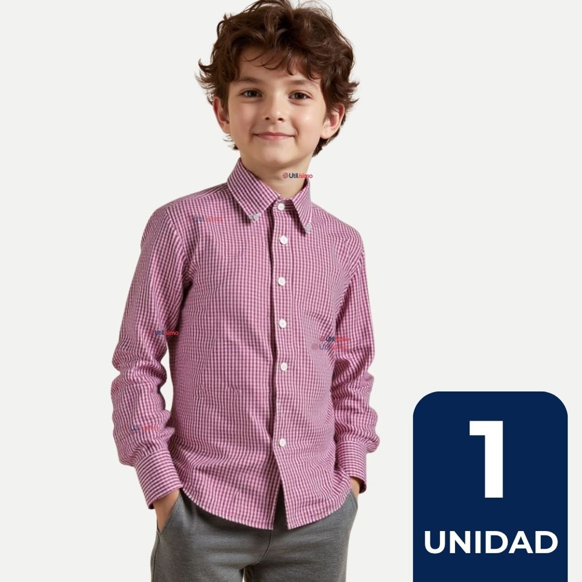 UTILISIMO - Camisa Huaso Cuadrillé Algodón Niño Juvenil Color Rojo